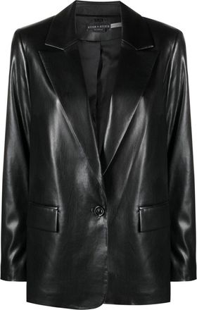 Alice & Olivia faux-leather blazer - women - Artificial Leather/Polyester/Polyurethane - L - Black