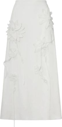 Farm Rio Flowers Midi Rok - Dames - Midirokken - Wit - S - Linnen - Rokken