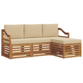 vidaXL Conjunto De Sof&aacute;s De Exterior Con Coj&iacute;n 4 Pcs Natural Y Beige Vidaxl