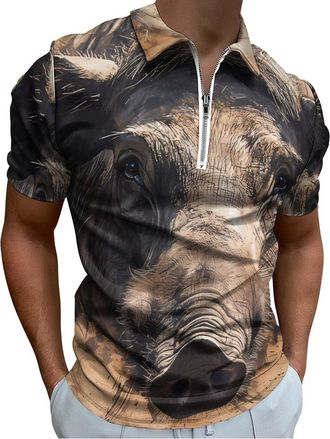 Generic Warthog Casual Mens T-Shirts Polo Shirt Short Sleeve Summer Sports Golf Tees Tops XL
