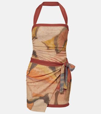 Sir. Printed halterneck mesh minidress