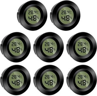 OEM Juego De 8 Mini Higr&oacute;metros Digitales Redondos - Higr&oacute;metro - Temperatura (&deg;f) O Celsius (&deg;c) - Para Uso En Interiores, Oficina O Sala De Estar - Pila