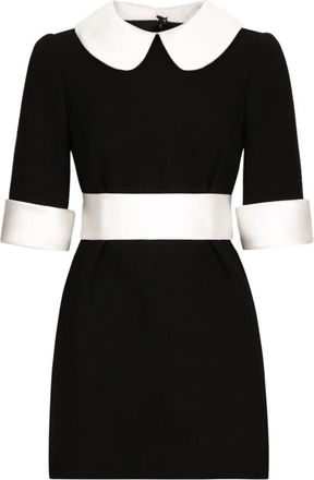 Dolce & Gabbana Zwarte wollen cr&ecirc;pe overhemdjurk - Dames - Korte kleedjes - Zwart - M - Wol - Kleedjes