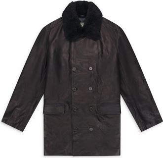 Denim Tears Black Oakland Wreath Winter Leather Coat