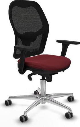 Piqueras y Crespo Piqueras Y Crespo - Jorquera Sincro Malla Negra Similpiel Granate Brazos 3d Base Aluminio Ruedas 65mm Engomada