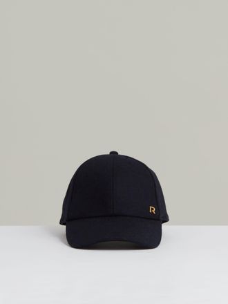 Reiss Navy Wool-blend Flannel Baseball Cap