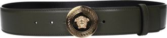 Versace Herens Riem Groen Leer