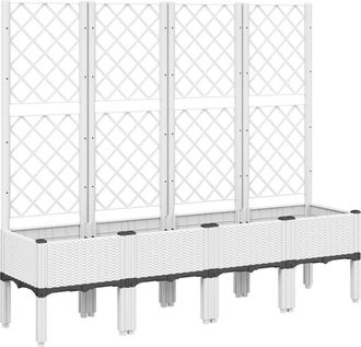 vidaXL Jardinera Con Enrejado Pp Blanco 160x40x142 Cm Vidaxl