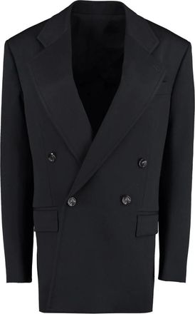 Bottega Veneta Wollen Double-Breasted Blazer - Dames - Blazers - Zwart - 4XS - Wol - Jassen