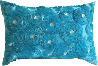 OEM Funda De Almohada Lumbar Turquesa, 30 X 50 Cm, Estampado Floral De Rosas Azul Claro, Rectangular - Rosa Aguamarina