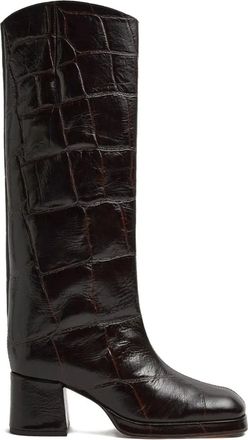 Miista Tundra crocodile-effect boots - women - Leather/Calf Leather/Rubber - 40 - Brown