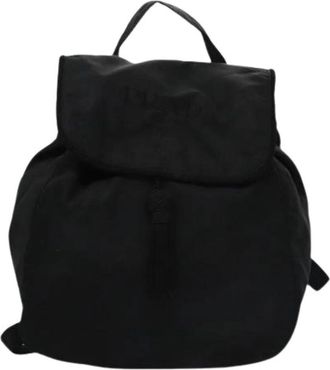 Prada Pre-owned Flap rugzak met trekkoord - unisex - Vintage Rugzakken - Zwart - ONE Size - Nylon - Vintage