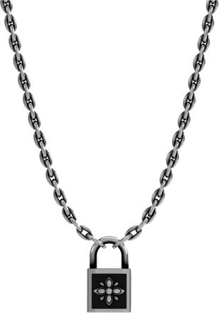 John Richmond Hangslot ketting met bloem - Dames - Kettingen - Grijs - ONE Size - Accessoires