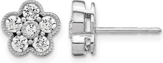 Diamond2Deal 14k Gold 3/4 ct Lab Grown Diamond Floral Stud Earrings VS Clarity, D-E Color