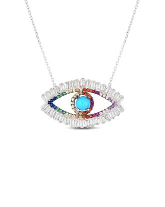 Sphera Milano 14K Over Silver Cz Asa Evil Eye Necklace