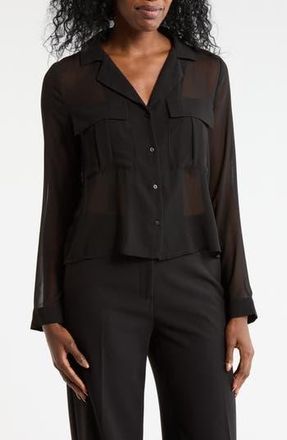 T Tahari Print Long Sleeve Crop Blouse in Black at Nordstrom Rack, Size X-Large