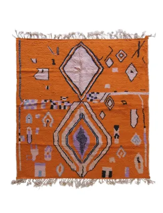 AFK Living Alfombra moderna bereber marroqu&iacute; de lana naranja 245 x 285 cm