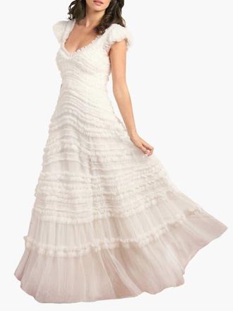 Needle & Thread Amara Backless Gown in Swan White at Nordstrom, Size 10
