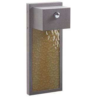Beliani Beliani - L&aacute;mpara De Pared Led De Metal Gris 40 Cm Vidrio Sensor Movimiento Exterior Carron