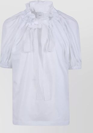 Patou jersey top puff sleeves ruffled collar