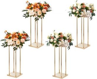 OEM 4er-set Blumenhocker Eckig 20x20x60cm Blumenst&auml;nder Eisen Beistelltisch Modern Blumens&auml;ule Gold-galvanisierung Pflanzenhocker Pflanzenst&auml;nder Metallst