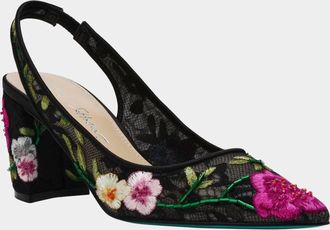 Betsey Johnson Womens Lira Mesh Embroidered Pumps In Black