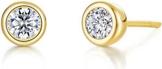 Lafonn Bezel Simulated Birthstone Stud Earrings in White at Nordstrom