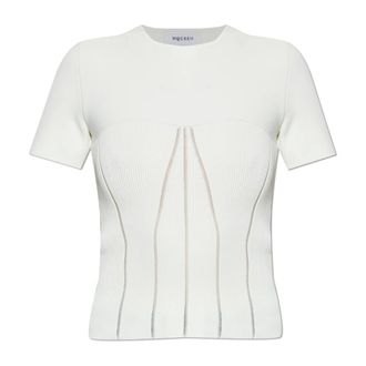 Alexander McQueen Alexander McQueen, Blouses, female, White, Size: 2XS T-Shirt With Decorative Knit
