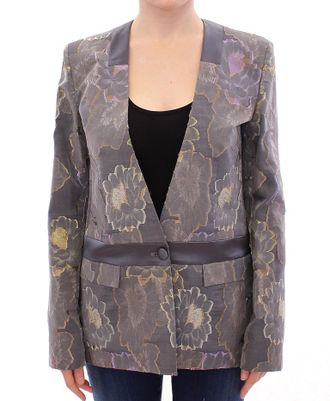 Roberto Fragata Bloemige Brocade Blazer Lange Mouwen V-hals