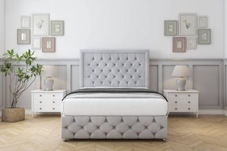 Comfort Beds Winchester Naples Divan Set No Drawers-54 Headboard-Footboard in Silver | Size: King