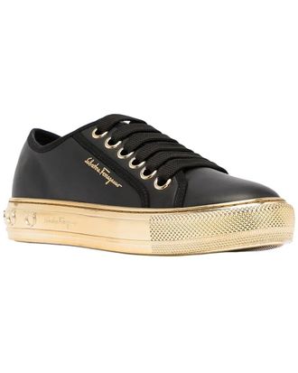 Ferragamo Logo Print Leather Sneaker