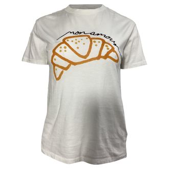Ganni Ganni Moulin Croissant Print T-shirt in White Cotton