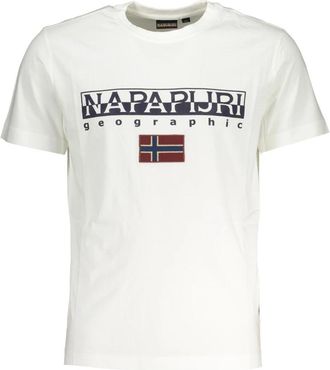 Napapijri Logo Flag T-Shirt - Heren - T-shirts - Wit - L - Katoen - Tops
