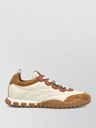 Miu Miu tyre technical fabric suede leather sneakers