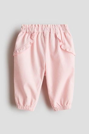 H&M Frill-trimmed Corduroy Trousers in Light Pink at Nordstrom, Size 18M