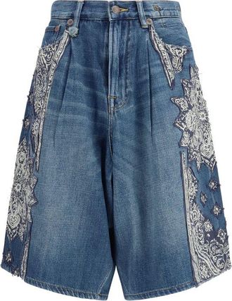 R13 Blue Cotton Bermuda Womens Shorts
