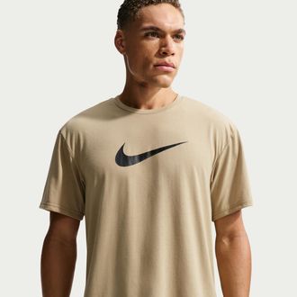 Nike Mens Swim Hydroguard Dri-FIT UV Short Sleeve Top in Brown | NESSG523-241