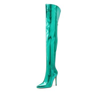 Generic Green,5.5 UK,Thigh High Boots Over The Knee Boots for Women Pointed Toe Stiletto High Heel Boot Comfy Back Zipper Wedding Party Dating Long Fall Dress