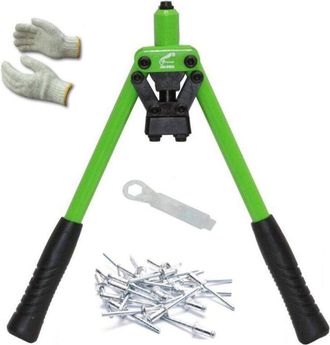 Trade Shop Trade Shop - Rivettatrice Manuale 310 Mm 3 Testine Per Rivetti Da 3.2 4.0 4.8 Doppio Manico