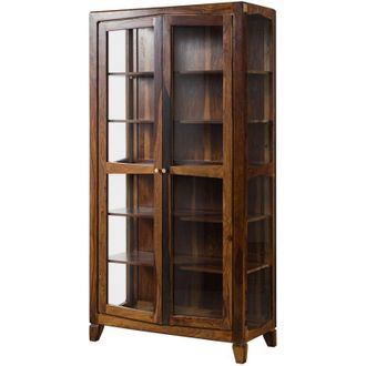 Massivmoebel24 ANCONA 236 Vetrina in legno di sheesham - laccato / marrone scuro 100x45x195