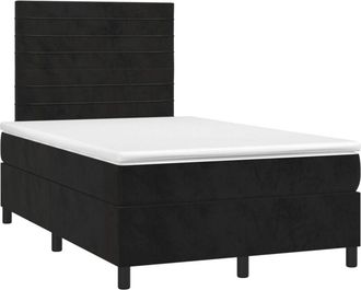 vidaXL Vidaxl - Cama Box Spring Colch&oacute;n Y Led Terciopelo Negro 120x200 Cm