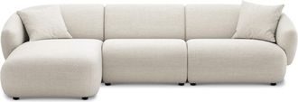 Castlery Auburn Chaise Sectional Sofa Left Facing Customized, Performance Linen Weave Sand, Spill Resistant, Modular for Sofas, Grey, Castlery
