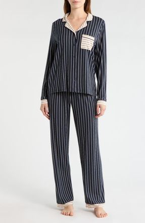 French Connection Stripe Pocket Pajamas in Blue/Cream Stripe at Nordstrom, Size X-Large