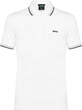 HUGO BOSS Herenpoloshirt Paddy met contrasterende boorden (Wit)
