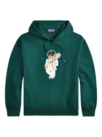 Ralph Lauren Purple Label embroidered-bear hoodie - men - Cashmere/Cotton - M - Green