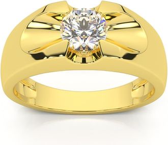 Pompeii3 1/2ct Solitaire Mens Diamond Wedding Ring 14k Yellow Gold