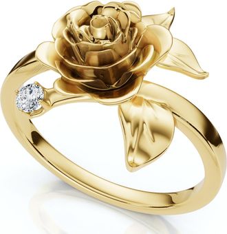 Pompeii3 Rose and Diamond Engagement Ring 14k Gold Lab Grown