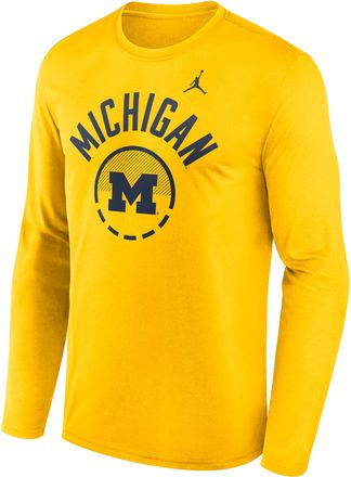 Nike Jordan Mens Michigan Courtside Jordan Brand Dri-FIT College Long-Sleeve T-Shirt in Yellow | 0JTJ78HMWN-FFP