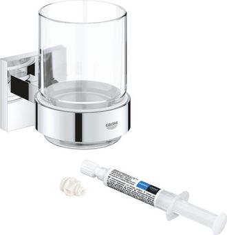 GROHE Vaso Con Soporte Cromado Grohe Start Cube + Grohe Quickglue A1 Para Acceso Con Placa De Fijaci&oacute;n