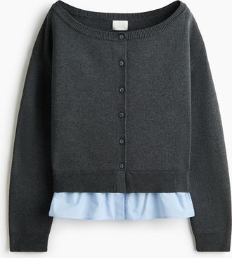 H&M Off-Shoulder-Cardigan im Lagenlook - Grau
